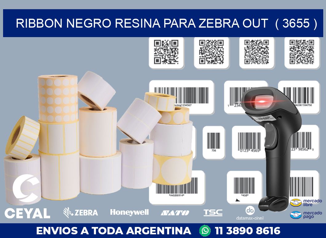 RIBBON NEGRO RESINA PARA ZEBRA OUT  ( 3655 )