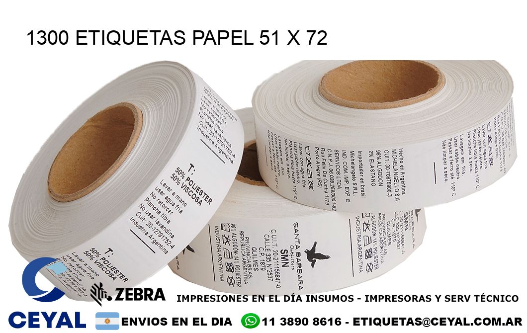 1300 ETIQUETAS PAPEL 51 x 72