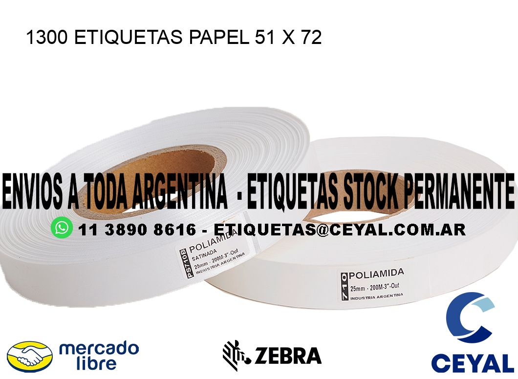 1300 ETIQUETAS PAPEL 51 x 72