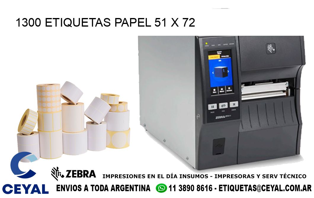 1300 ETIQUETAS PAPEL 51 x 72