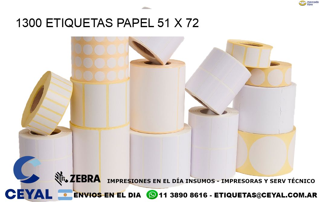 1300 ETIQUETAS PAPEL 51 x 72