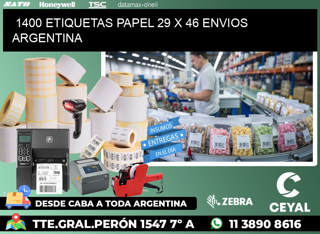 1400 ETIQUETAS PAPEL 29 x 46 ENVIOS ARGENTINA