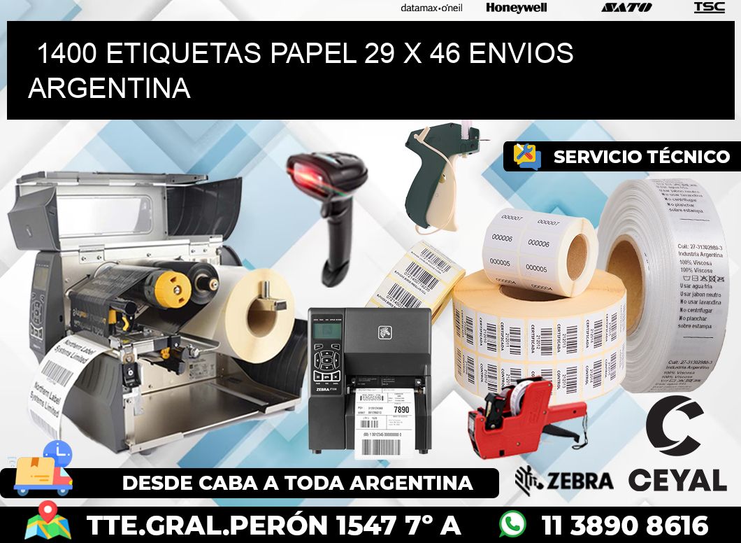 1400 ETIQUETAS PAPEL 29 x 46 ENVIOS ARGENTINA