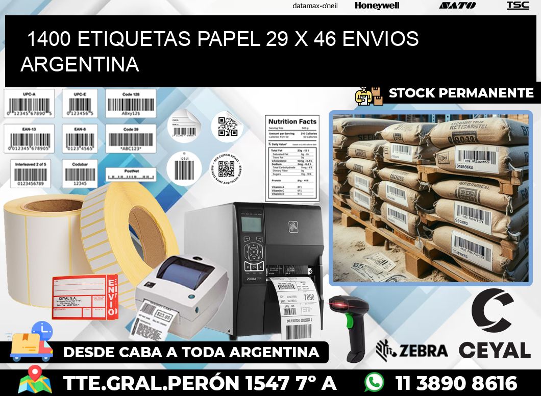 1400 ETIQUETAS PAPEL 29 x 46 ENVIOS ARGENTINA