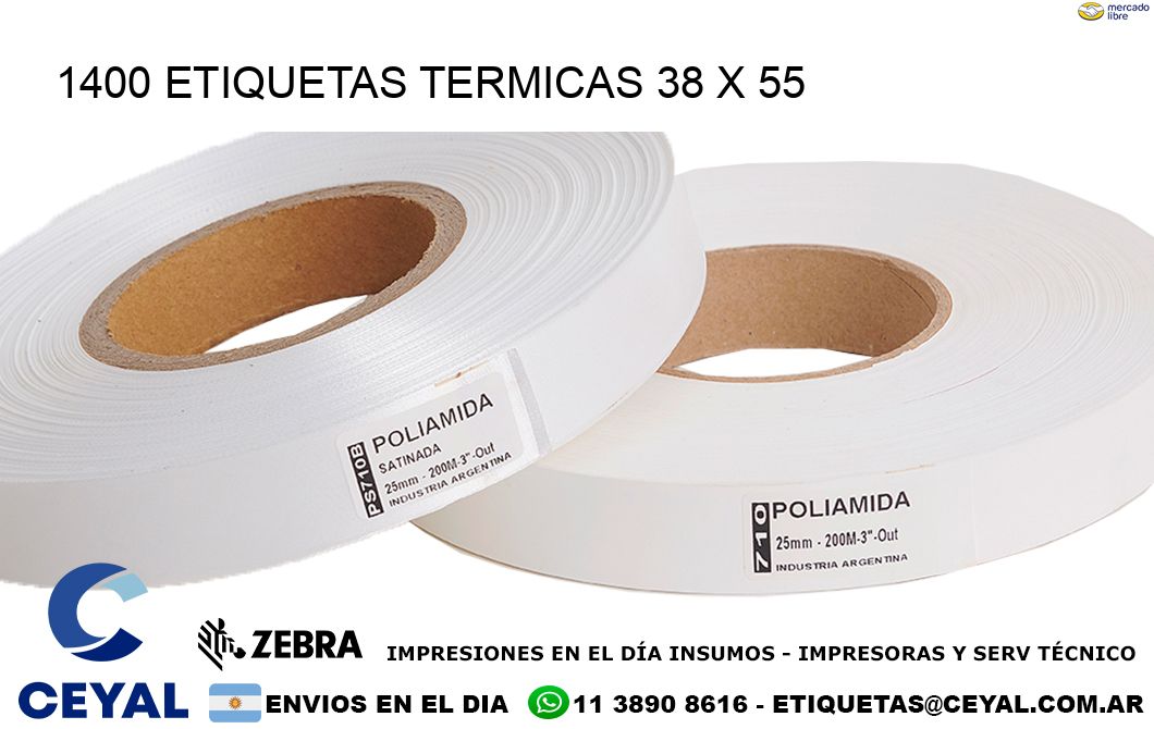 1400 ETIQUETAS TERMICAS 38 x 55