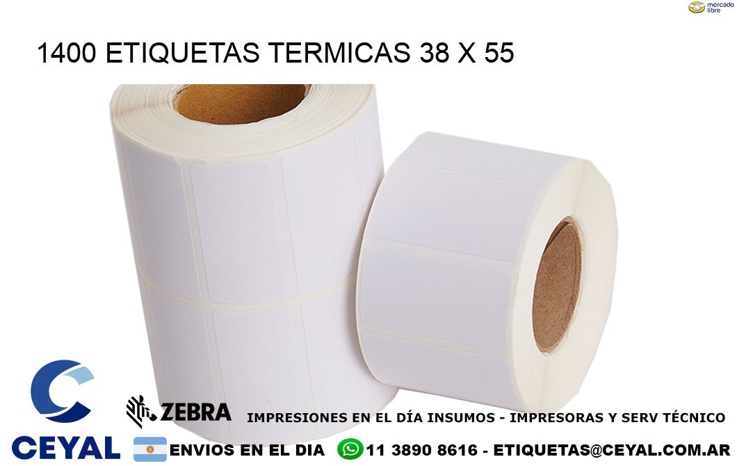 1400 ETIQUETAS TERMICAS 38 x 55