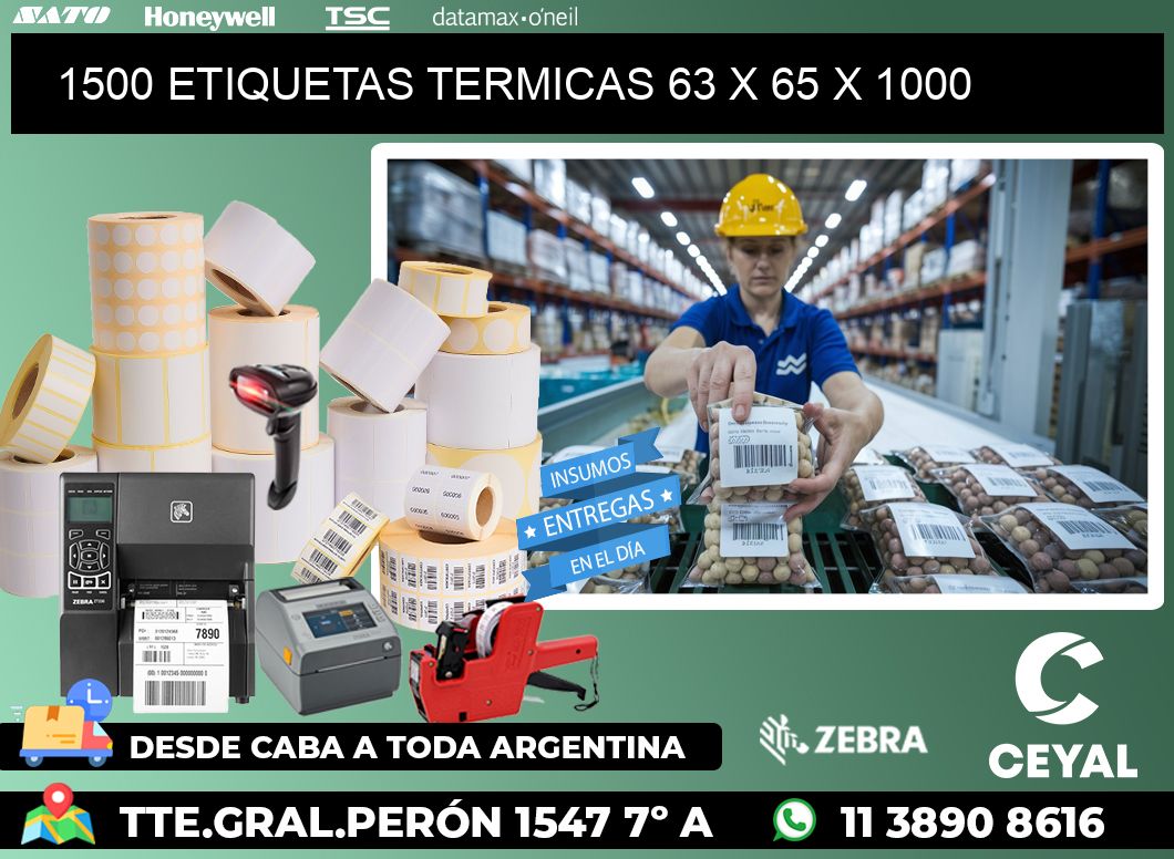 1500 ETIQUETAS TERMICAS 63 x 65 x 1000