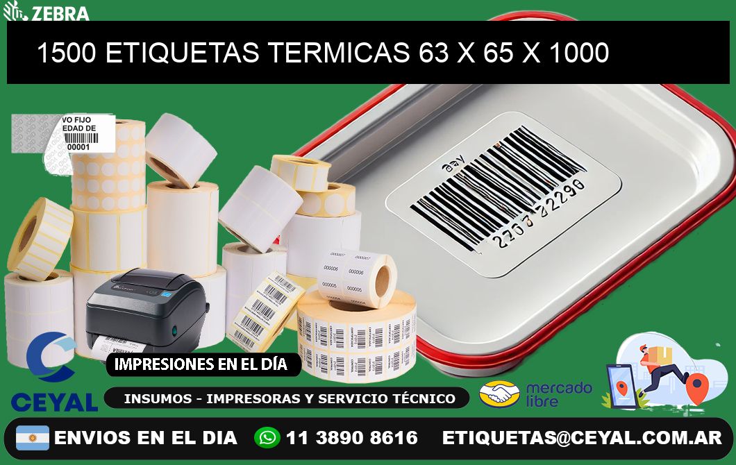 1500 ETIQUETAS TERMICAS 63 x 65 x 1000