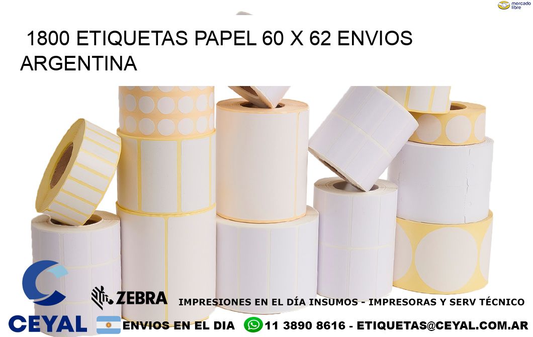 1800 ETIQUETAS PAPEL 60 x 62 ENVIOS ARGENTINA