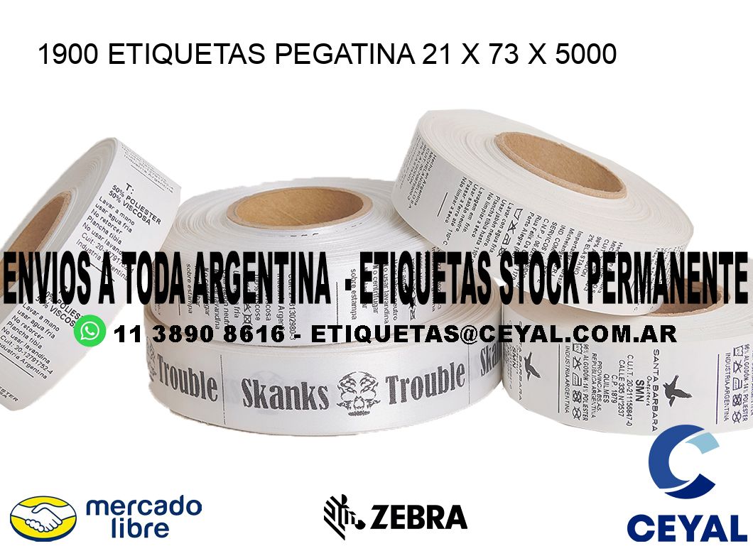 1900 ETIQUETAS PEGATINA 21 x 73 x 5000