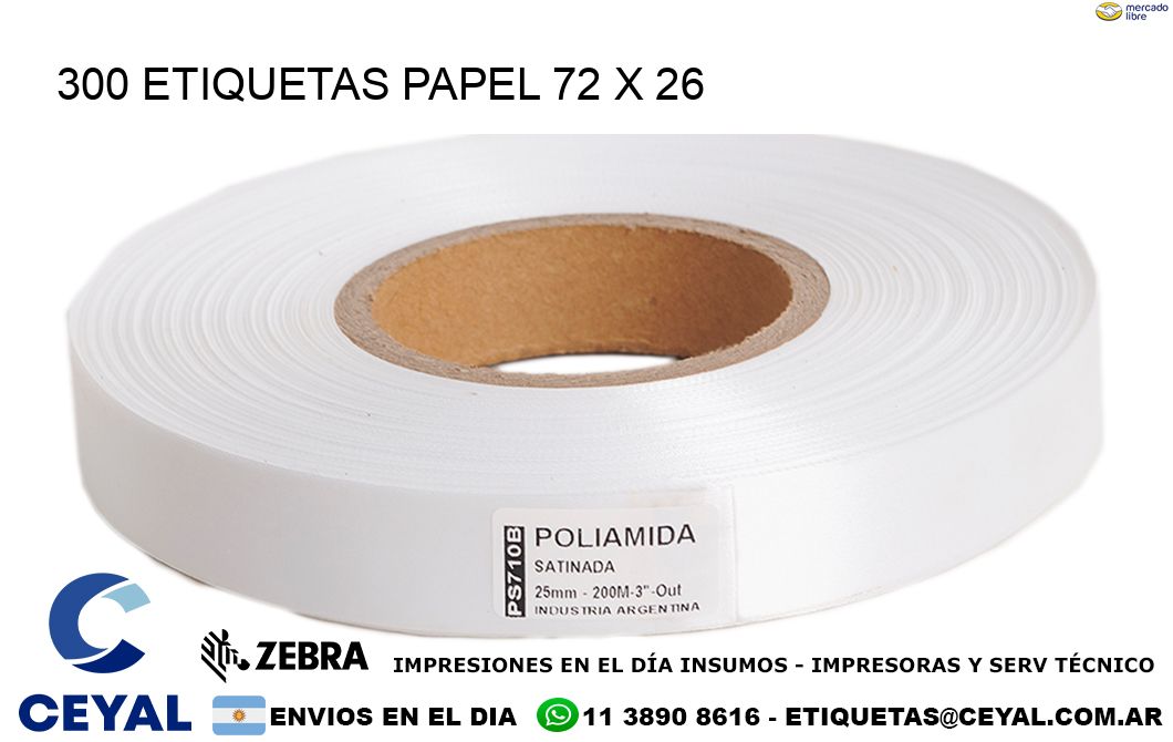 300 ETIQUETAS PAPEL 72 x 26