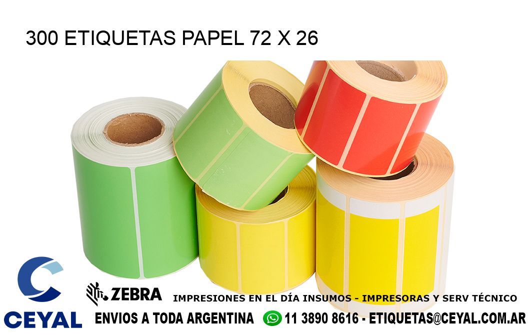 300 ETIQUETAS PAPEL 72 x 26