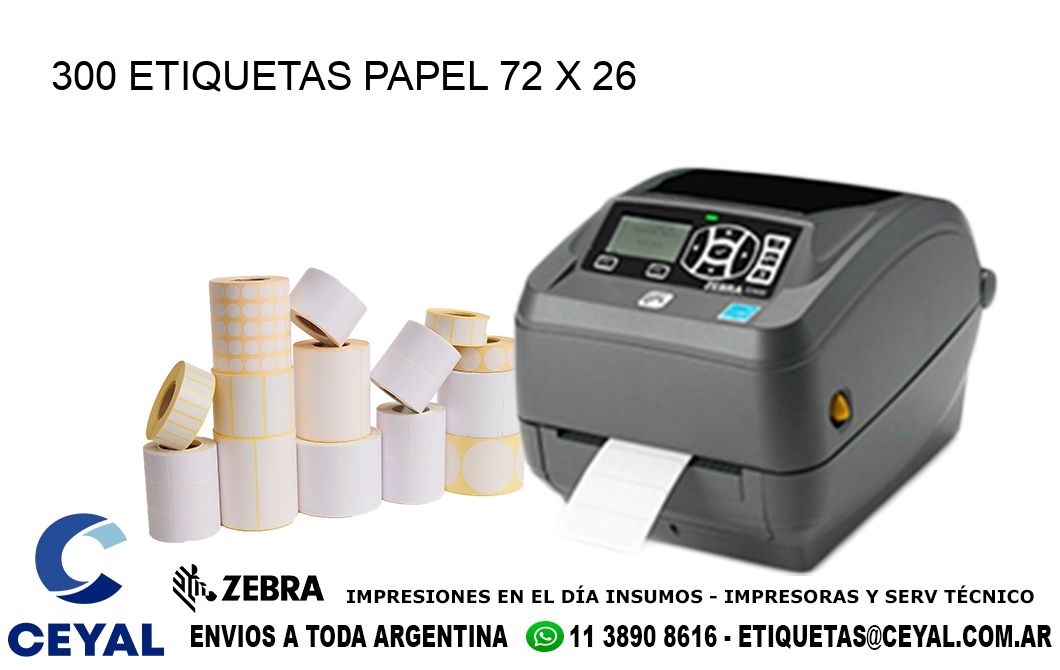 300 ETIQUETAS PAPEL 72 x 26