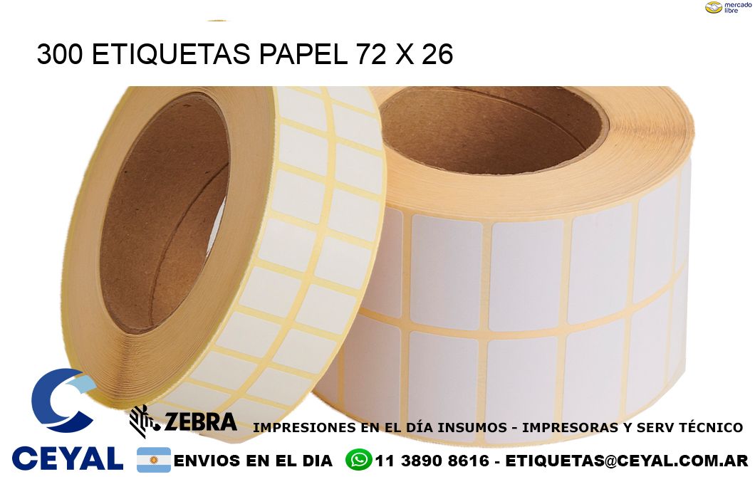 300 ETIQUETAS PAPEL 72 x 26