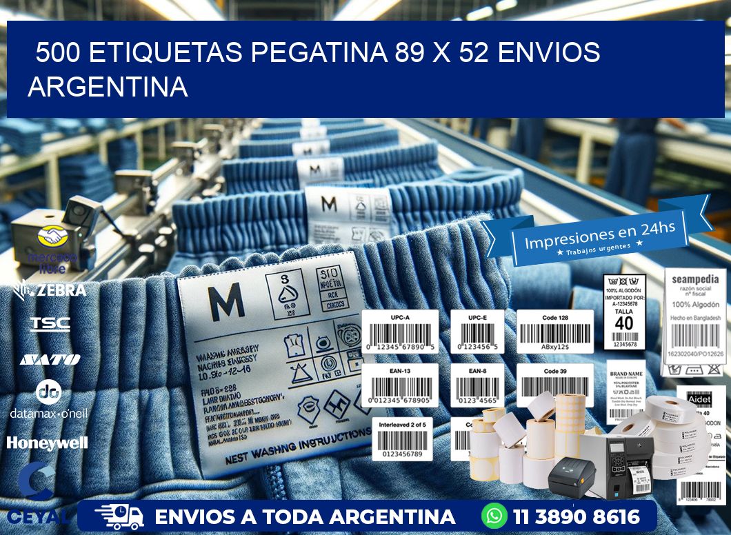 500 ETIQUETAS PEGATINA 89 x 52 ENVIOS ARGENTINA