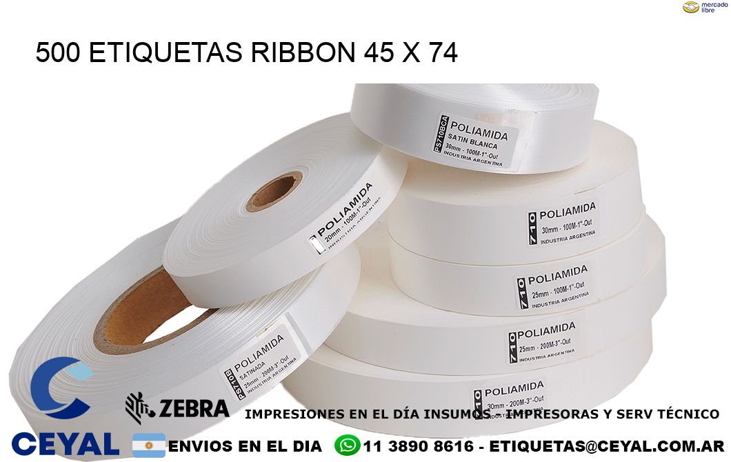 500 ETIQUETAS RIBBON 45 x 74