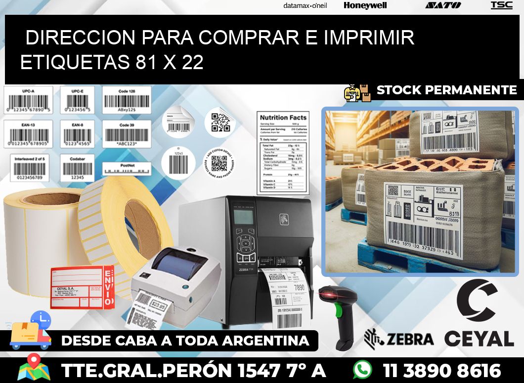 DIRECCION PARA COMPRAR E IMPRIMIR ETIQUETAS 81 x 22