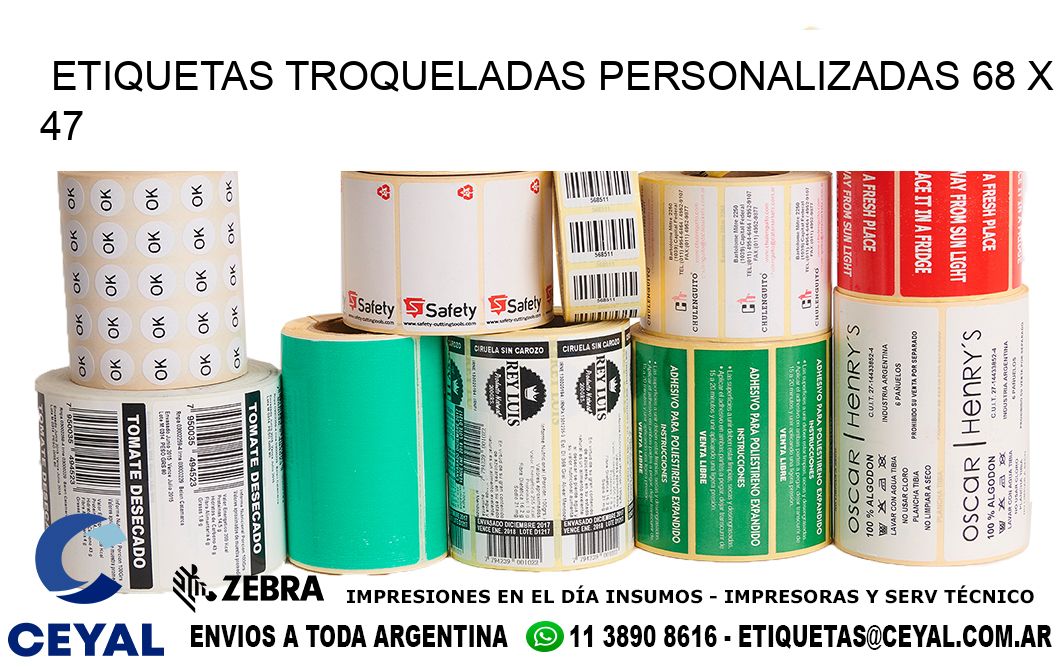 ETIQUETAS TROQUELADAS PERSONALIZADAS 68 x 47