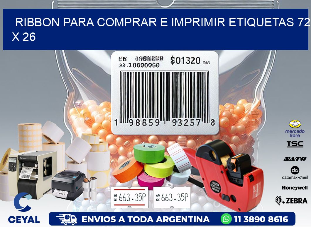 RIBBON PARA COMPRAR E IMPRIMIR ETIQUETAS 72 x 26