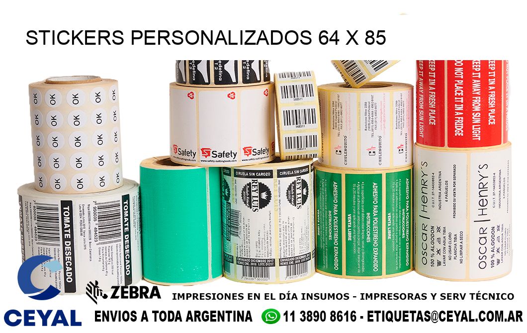 STICKERS PERSONALIZADOS 64 x 85