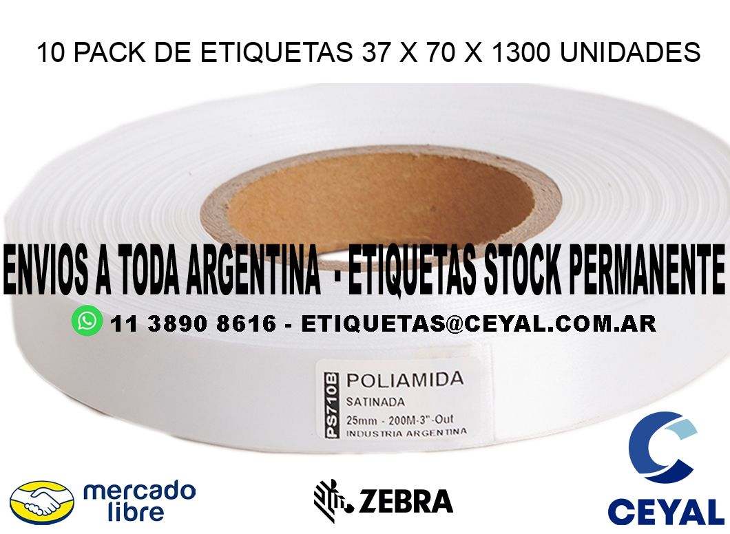 10 PACK DE ETIQUETAS 37 x 70 X 1300 UNIDADES