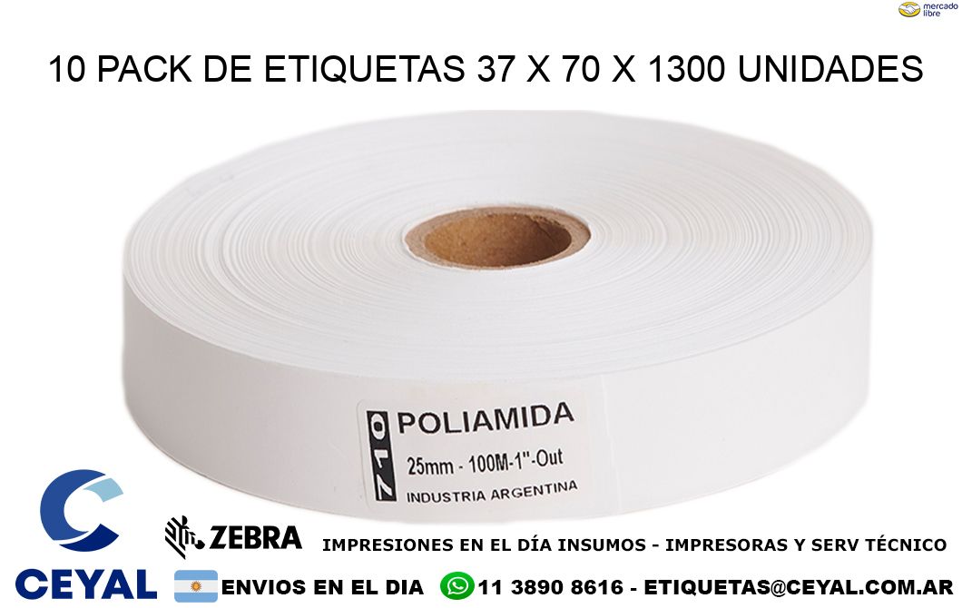 10 PACK DE ETIQUETAS 37 x 70 X 1300 UNIDADES