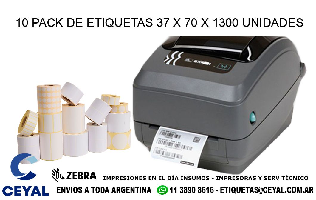 10 PACK DE ETIQUETAS 37 x 70 X 1300 UNIDADES