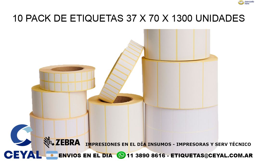 10 PACK DE ETIQUETAS 37 x 70 X 1300 UNIDADES