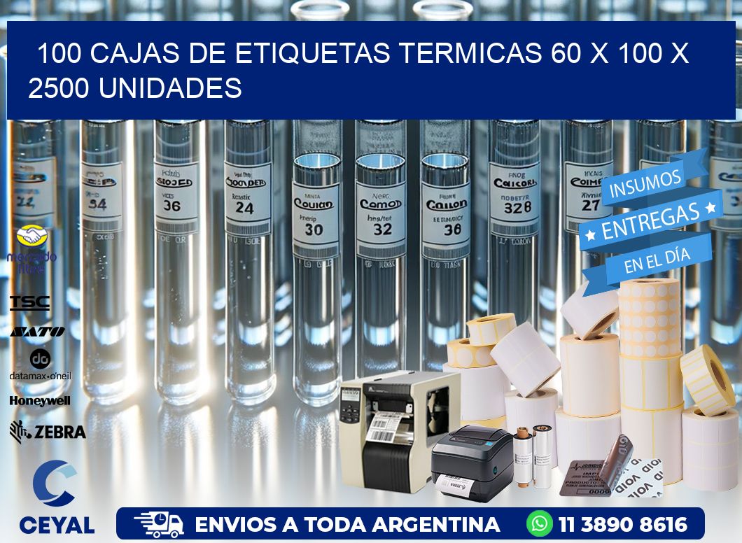 100 CAJAS DE ETIQUETAS TERMICAS 60 x 100 X 2500 UNIDADES