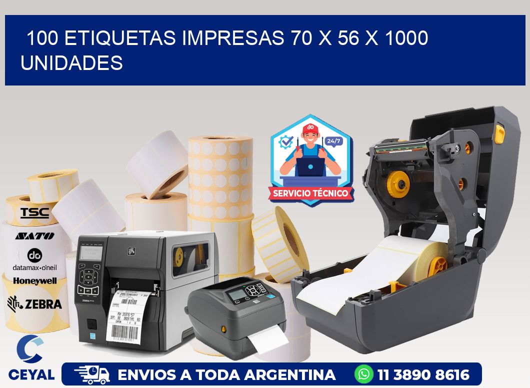 100 ETIQUETAS IMPRESAS 70 x 56 X 1000 UNIDADES