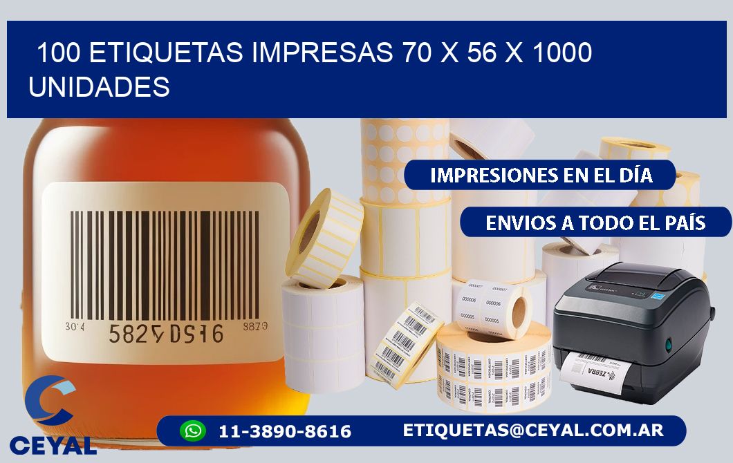 100 ETIQUETAS IMPRESAS 70 x 56 X 1000 UNIDADES