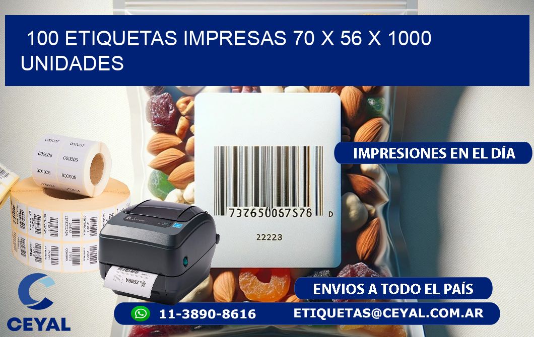 100 ETIQUETAS IMPRESAS 70 x 56 X 1000 UNIDADES