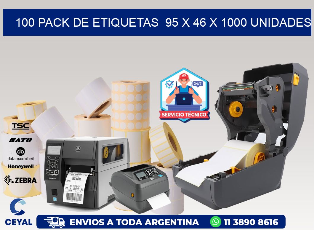 100 PACK DE ETIQUETAS  95 x 46 X 1000 UNIDADES