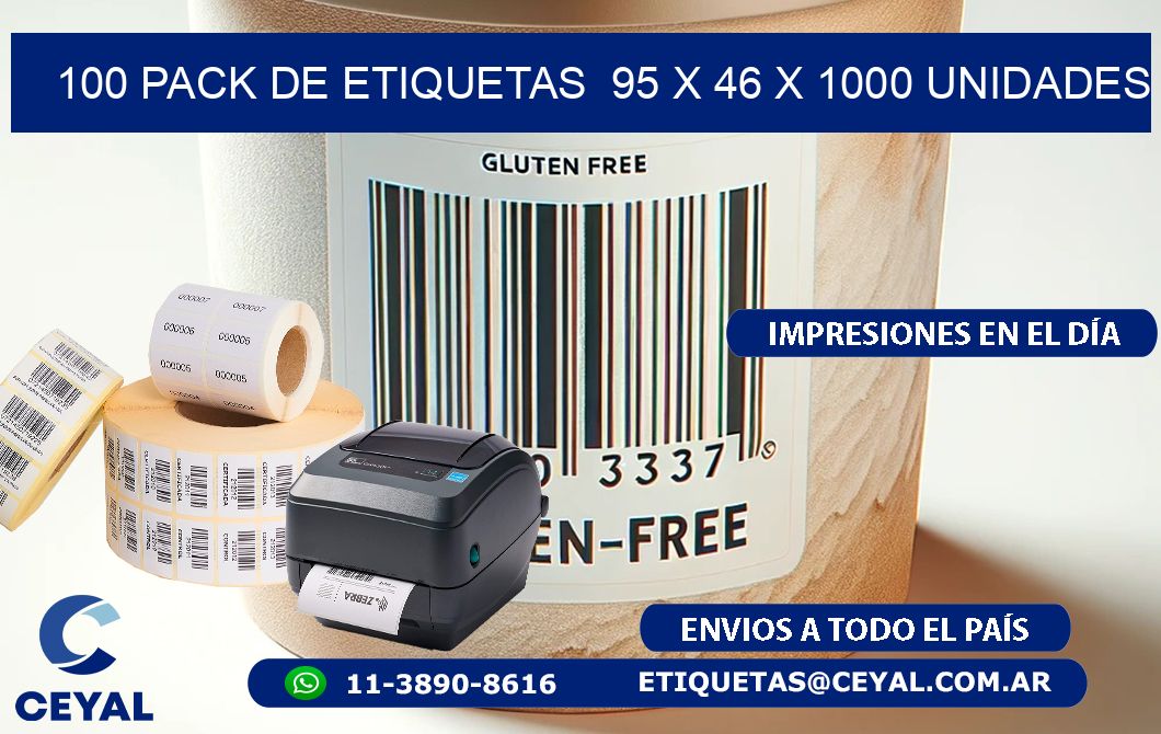 100 PACK DE ETIQUETAS  95 x 46 X 1000 UNIDADES