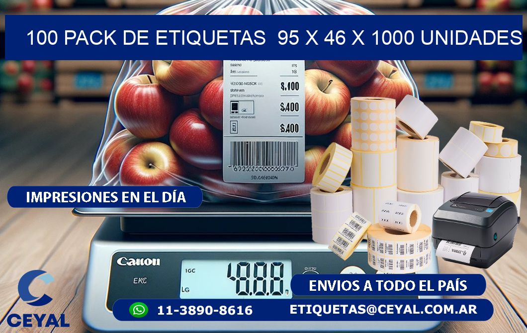 100 PACK DE ETIQUETAS  95 x 46 X 1000 UNIDADES