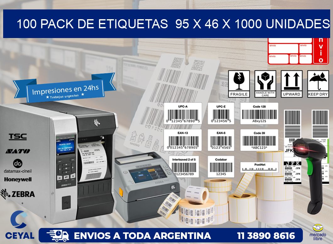 100 PACK DE ETIQUETAS  95 x 46 X 1000 UNIDADES