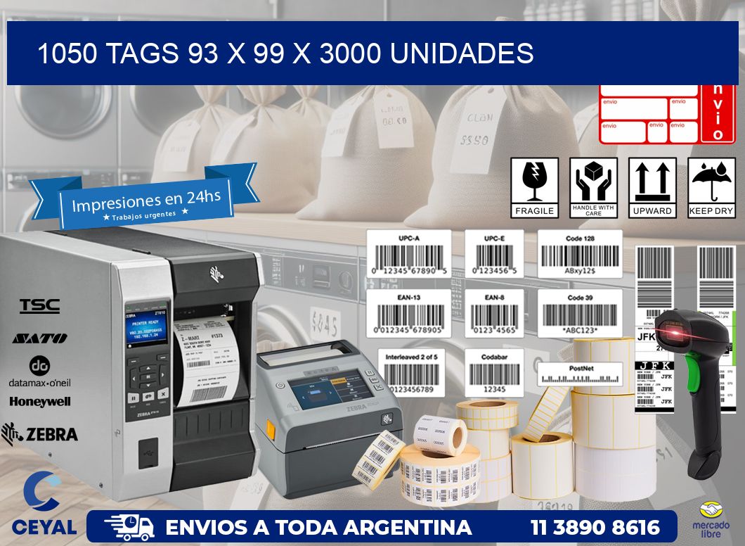 1050 TAGS 93 x 99 X 3000 UNIDADES