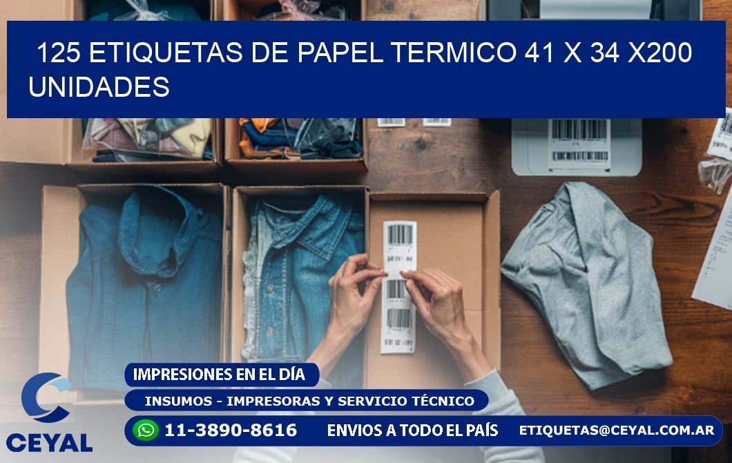 125 ETIQUETAS DE PAPEL TERMICO 41 x 34 x200 UNIDADES