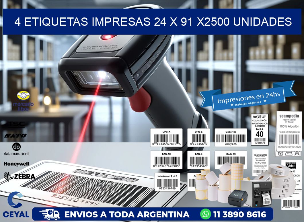 4 ETIQUETAS IMPRESAS 24 x 91 X2500 UNIDADES