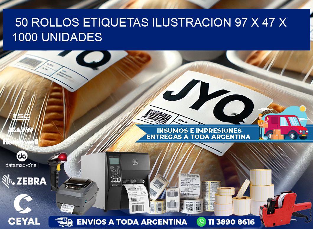 50 ROLLOS ETIQUETAS ILUSTRACION 97 x 47 X 1000 UNIDADES