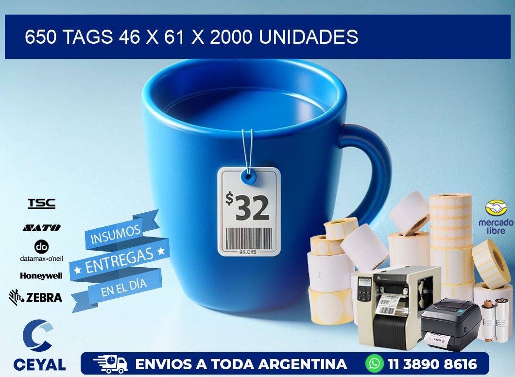 650 TAGS 46 x 61 X 2000 UNIDADES