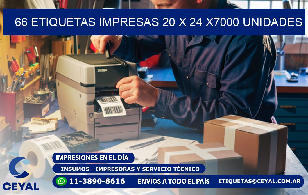 66 ETIQUETAS IMPRESAS 20 x 24 X7000 UNIDADES