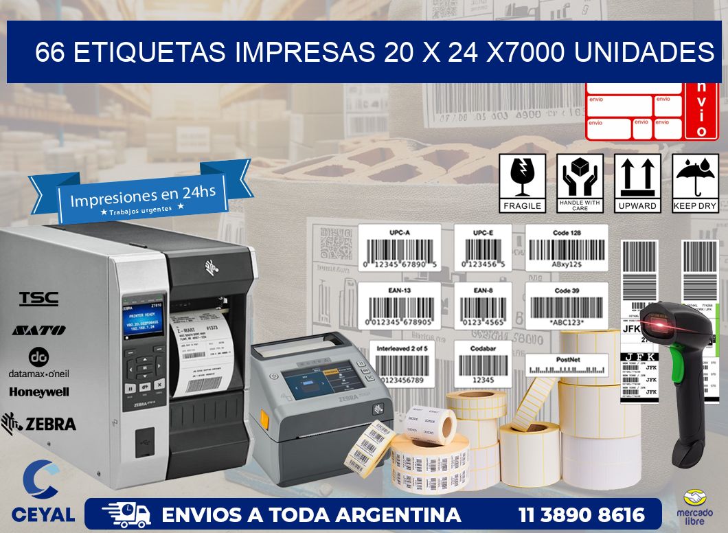 66 ETIQUETAS IMPRESAS 20 x 24 X7000 UNIDADES