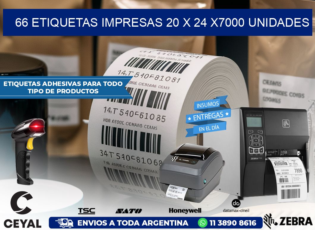 66 ETIQUETAS IMPRESAS 20 x 24 X7000 UNIDADES