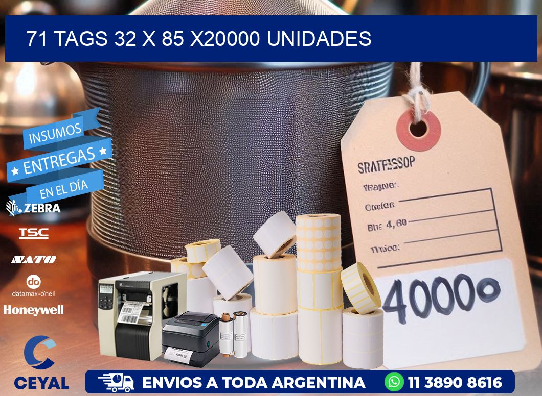 71 TAGS 32 x 85 X20000 UNIDADES