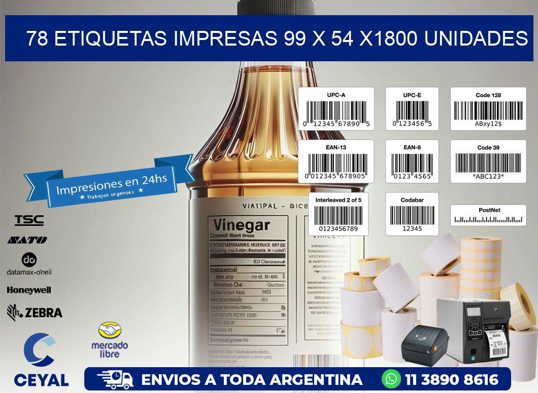 78 ETIQUETAS IMPRESAS 99 x 54 X1800 UNIDADES