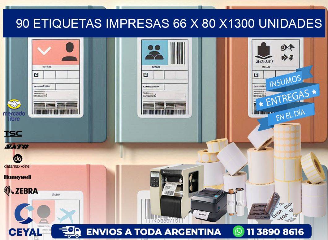 90 ETIQUETAS IMPRESAS 66 x 80 X1300 UNIDADES