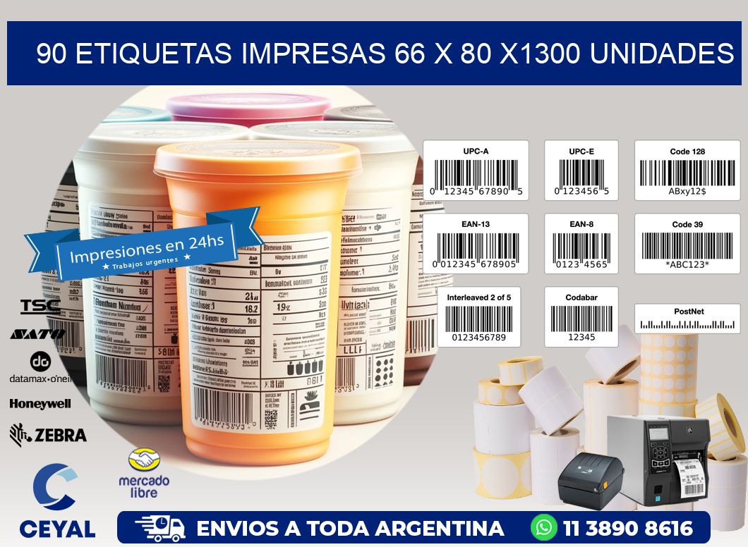 90 ETIQUETAS IMPRESAS 66 x 80 X1300 UNIDADES