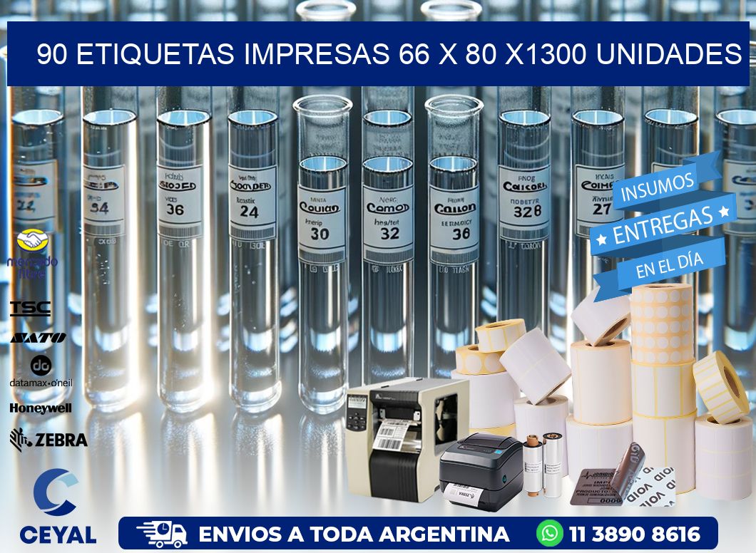 90 ETIQUETAS IMPRESAS 66 x 80 X1300 UNIDADES