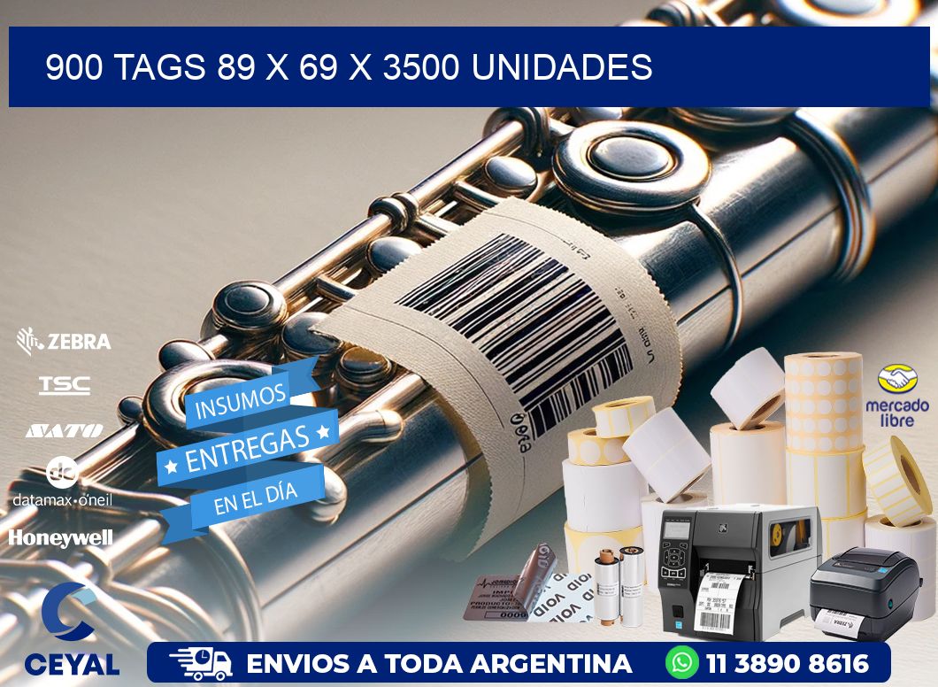 900 TAGS 89 x 69 X 3500 UNIDADES